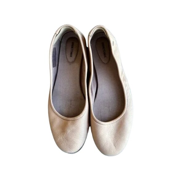 Minnetonka Beige Neutral Leather Ballet Flats - Size 9.5 - Picture 1 of 9